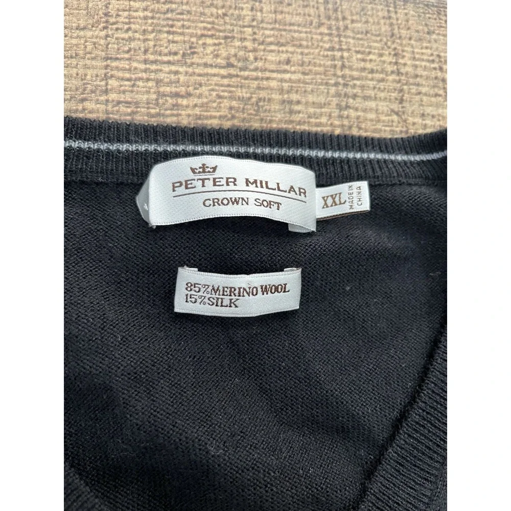 PETER MILLAR‎ CROWN SOFT CREW NECK SWEATER MEN XXL MERINO WOOL/SILK BLK (2133)
